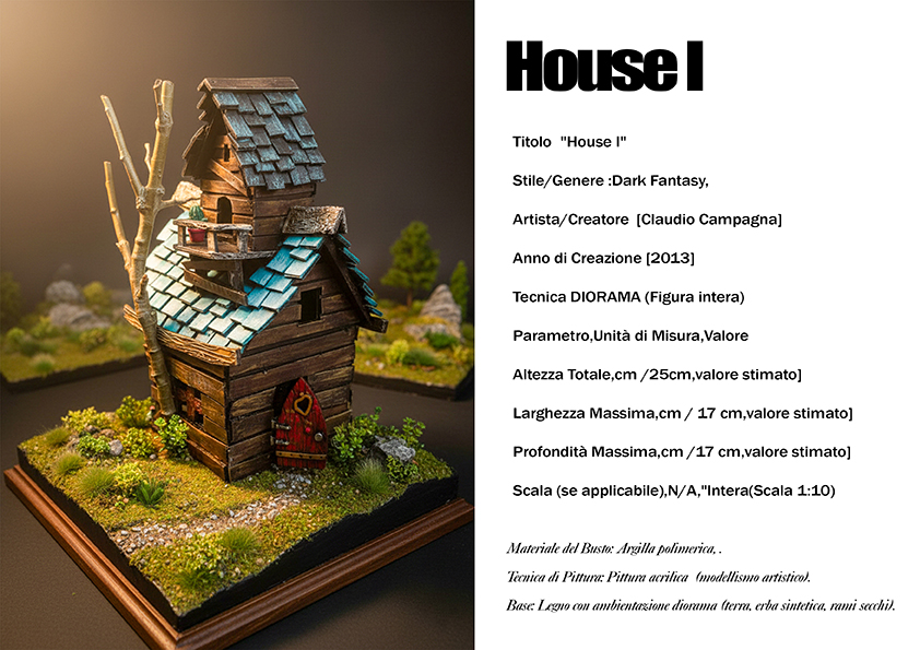 House I — diorama dark fantasy del 2013, argilla polimerica, scala 1:10, Clartdesign