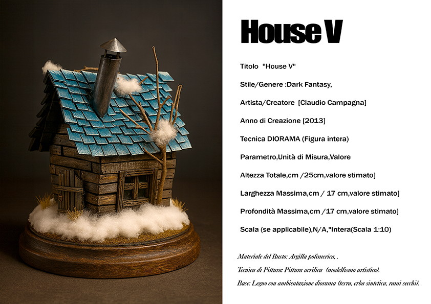 House V — diorama dark fantasy del 2013, argilla polimerica, scala 1:10, Clartdesign