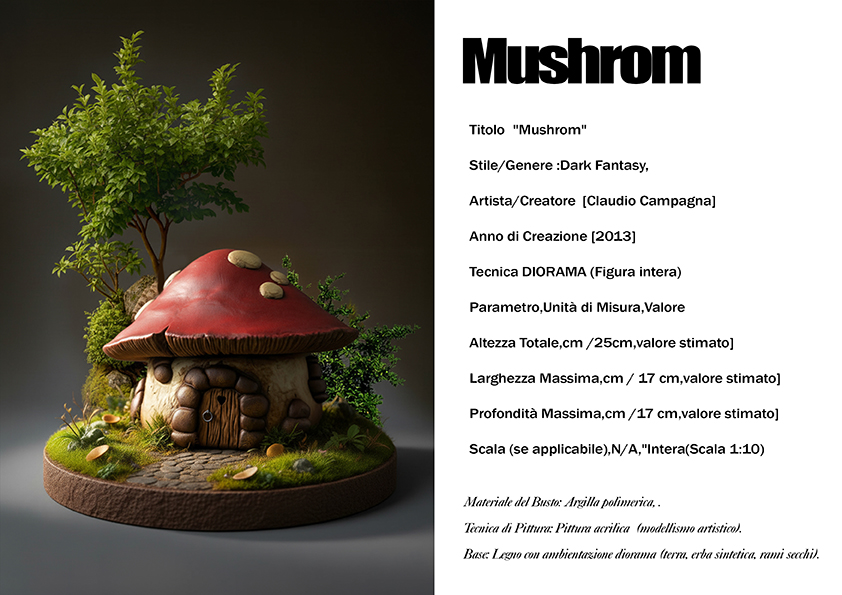 Mushroom — diorama dark fantasy del 2013, argilla polimerica, scala 1:10, Clartdesign