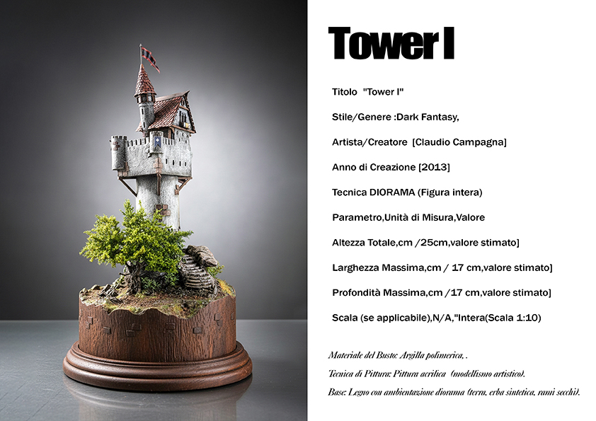 Tower I — diorama dark fantasy del 2013, argilla polimerica, scala 1:10, Clartdesign