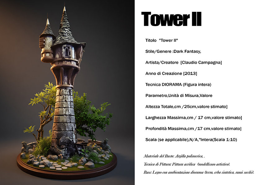 Tower II — diorama dark fantasy del 2013, argilla polimerica, scala 1:10, Clartdesign