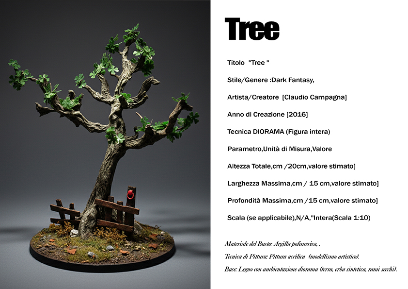 Tree — diorama dark fantasy del 2016, argilla polimerica, scala 1:10, Clartdesign