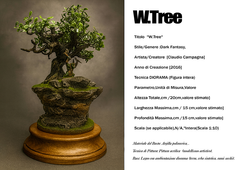 W.Tree — diorama dark fantasy del 2016, argilla polimerica, scala 1:10, Clartdesign