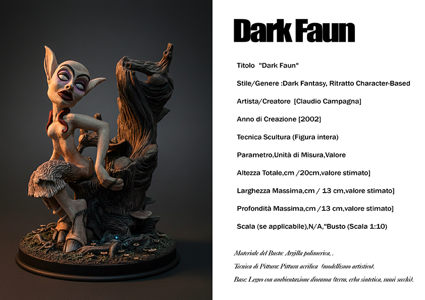 Dark Faun — scultura dark fantasy del 2002, argilla polimerica, scala 1:10, Clartdesign