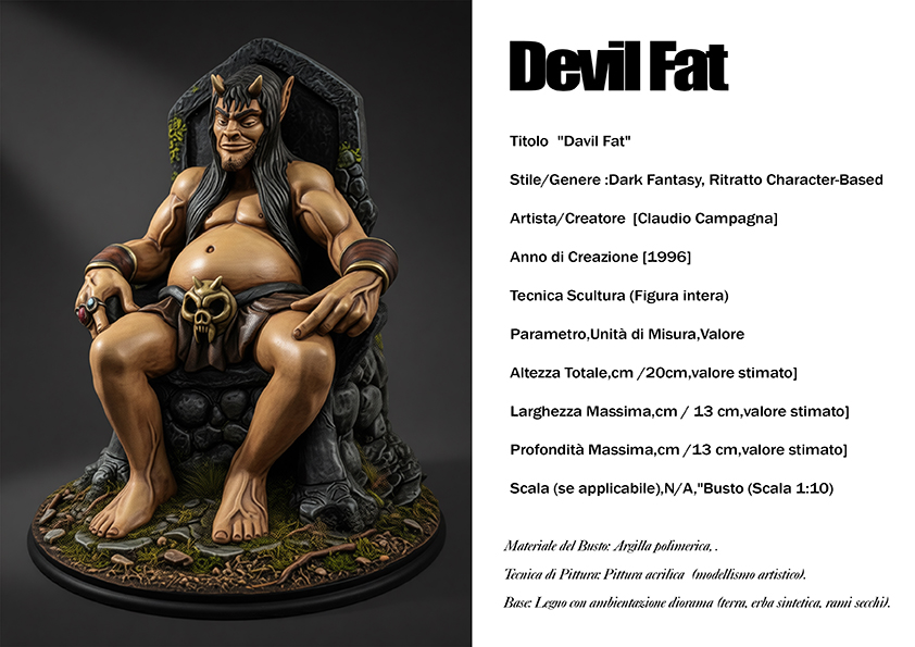 Devil Fat — scultura dark fantasy del 1996, argilla polimerica, scala 1:10, Clartdesign