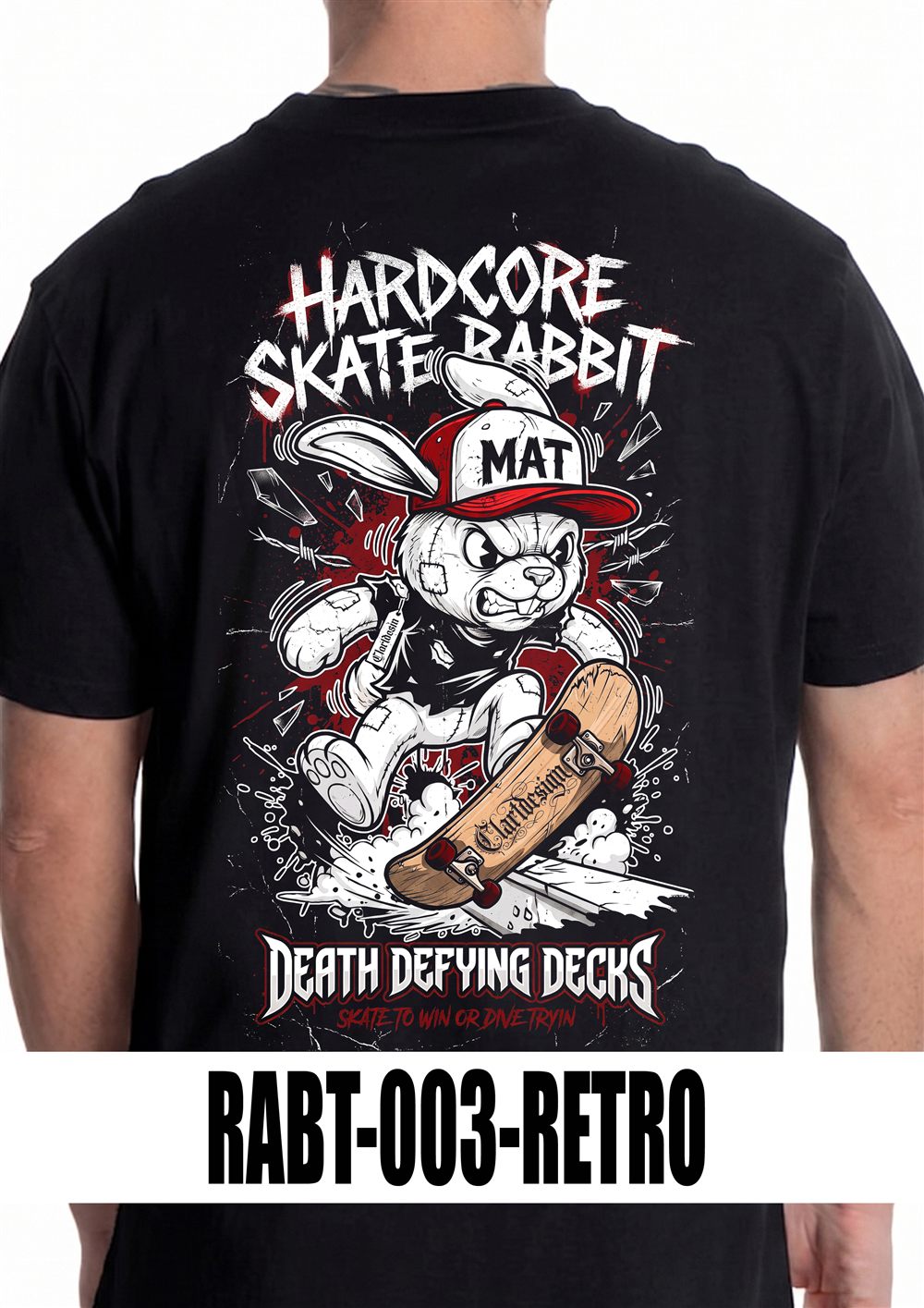 T-shirt nera con grafica RABT-003, vista retro