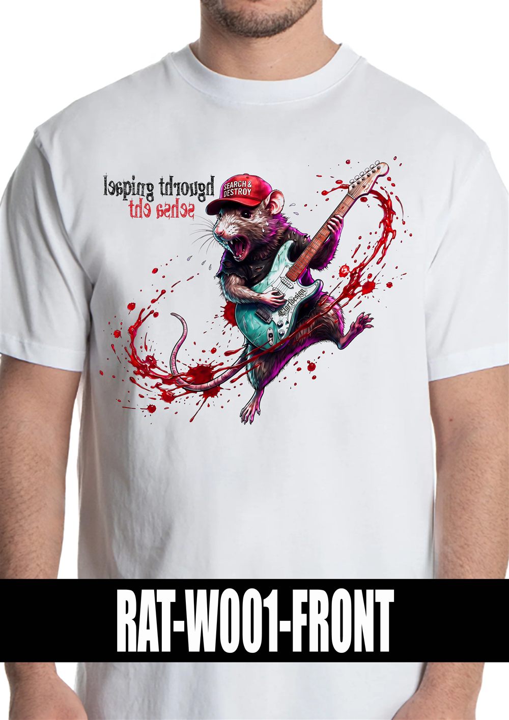T-shirt bianca con grafica RAT-W001