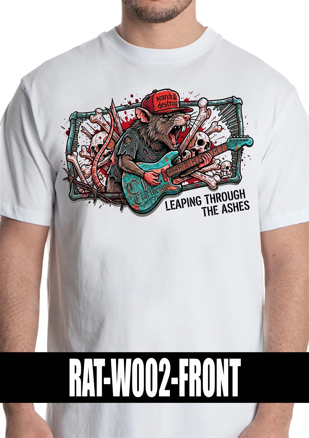 T-shirt RAT-W002 con ratto chitarrista