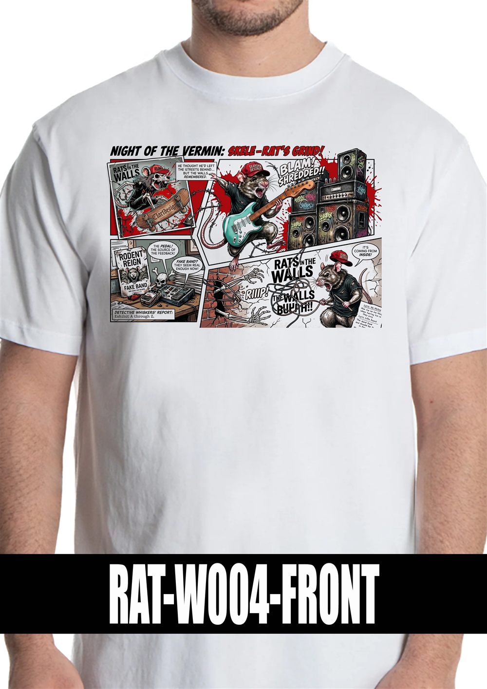 T-shirt bianca con grafica RAT-W004