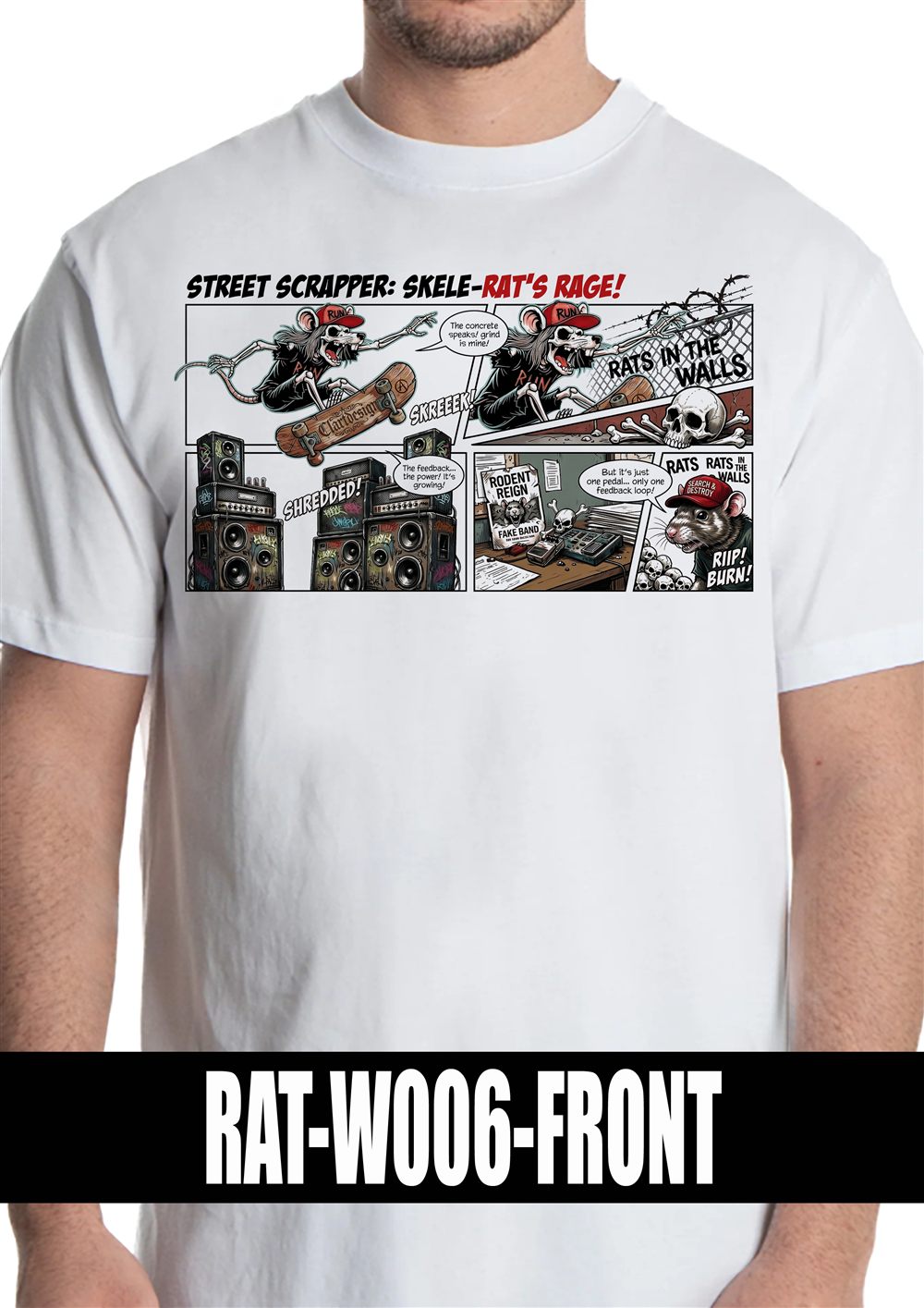 T-shirt bianca con grafica RAT-W006
